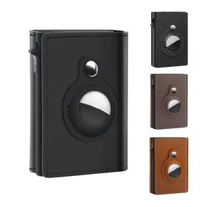 Men's Smart Wallet with Airtag Holder, Birthday Gift, Gift for Men, Leather, Slim, Carbon Fiber, Minimalist - 9-14 Card Capacity | ID Window | Cash Slot