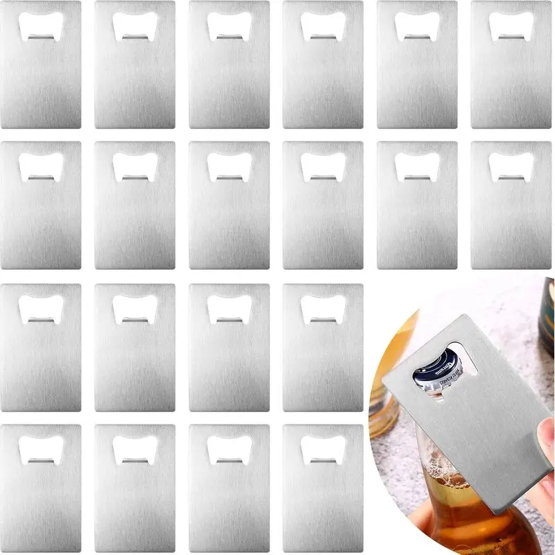 40 Pieces Credit Card Bottle Opener Stainless Steel Poker Wallet Bottle Opener for Can Be Carved for DIY Wedding Favor Groomsmen Gift (Classic, Silver)