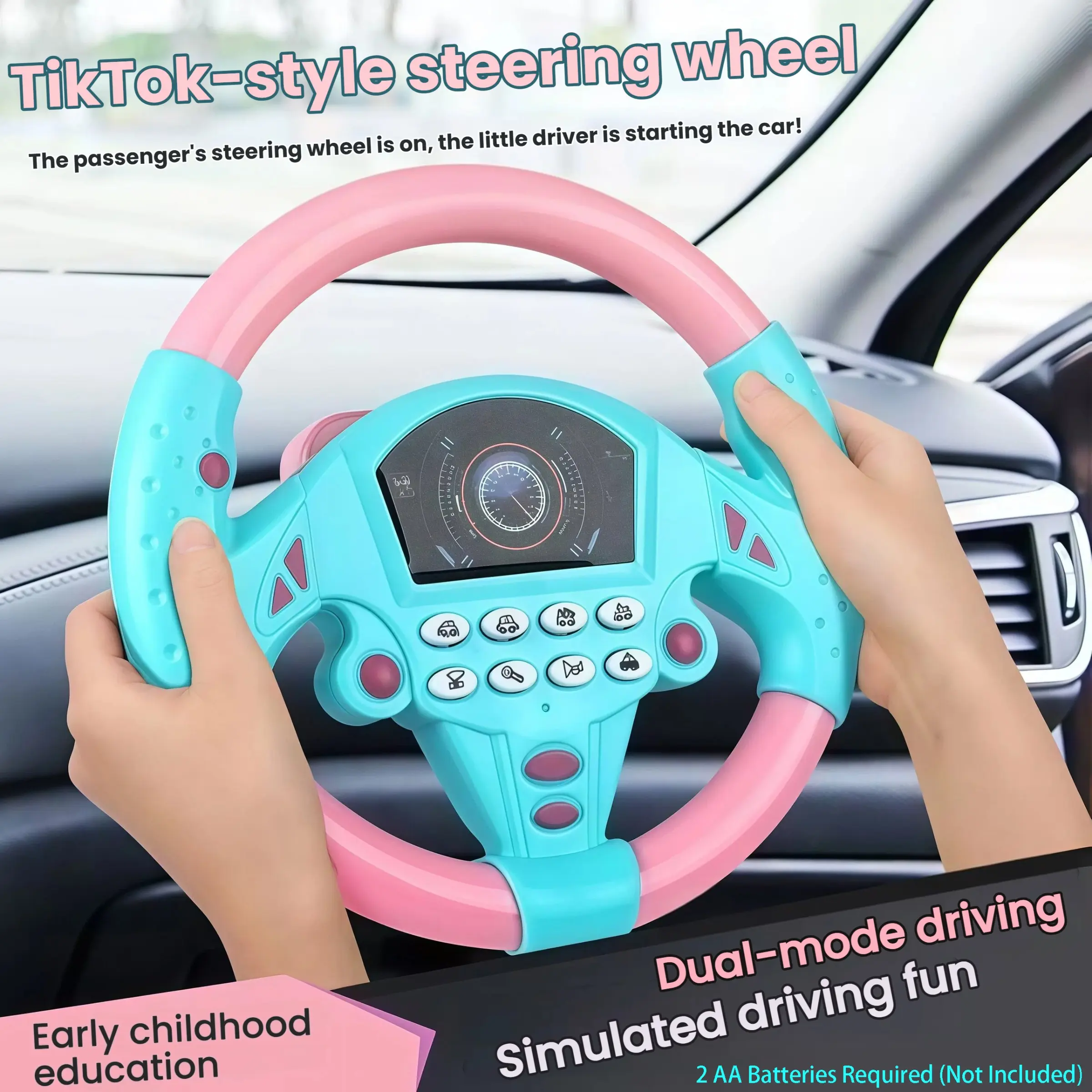 Unisex Kids Simulated Driving Steering Wheel Toy, Music Playable, Early Educational Pretend Play Car Controller, Ideal Gift for Toddlers