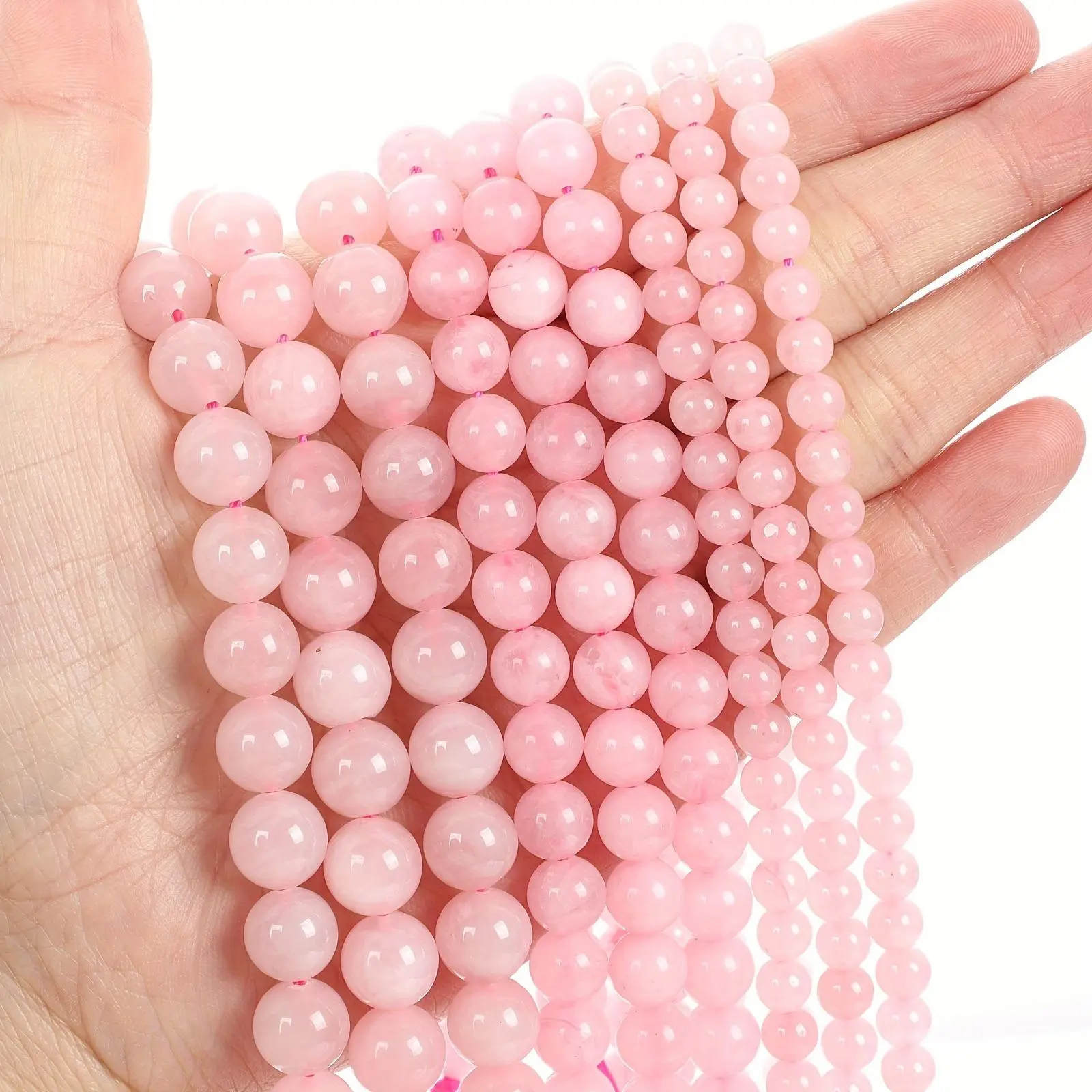 Natural Stone Beads Rose Quartz Charm Round Loose Beads For Jewelry Making Bracelet Diy Needlework Accessories 4-12MM
