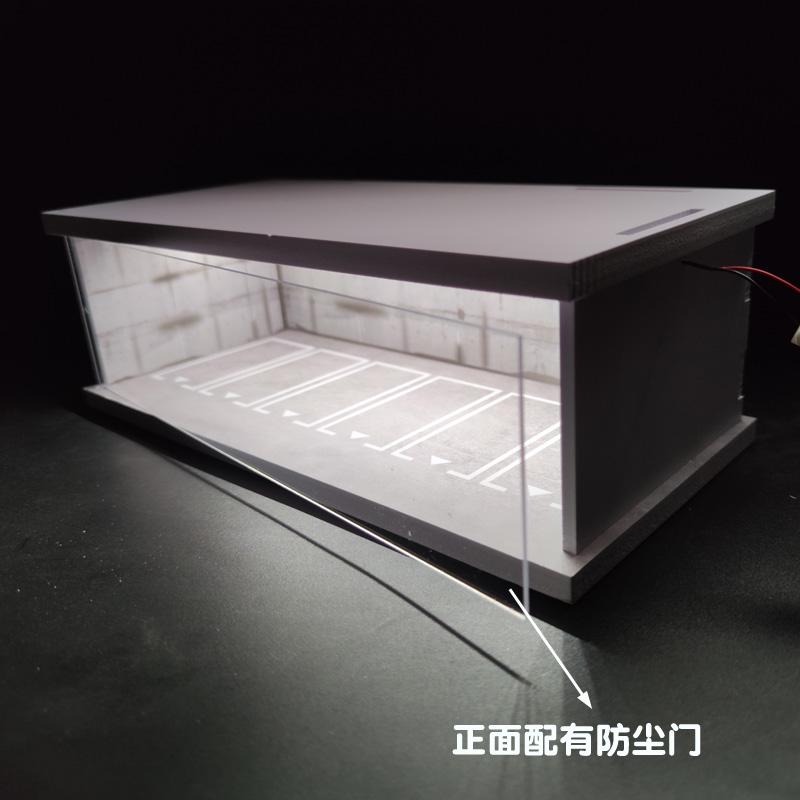 Diorama 1:64 Scale Car Garage Model With LED Lighting Fits For 1/64 Hot Wheels Diecast Model Car City Street Car Parking Lot Backdrop Display Model  Collection Toy Gift with Acrylic Dust Door