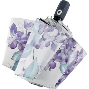 Color Coated Sun Umbrella UV Protection Compact Folding Windproof Parasols Travel Auto Open Close Shade Blocking UVGift