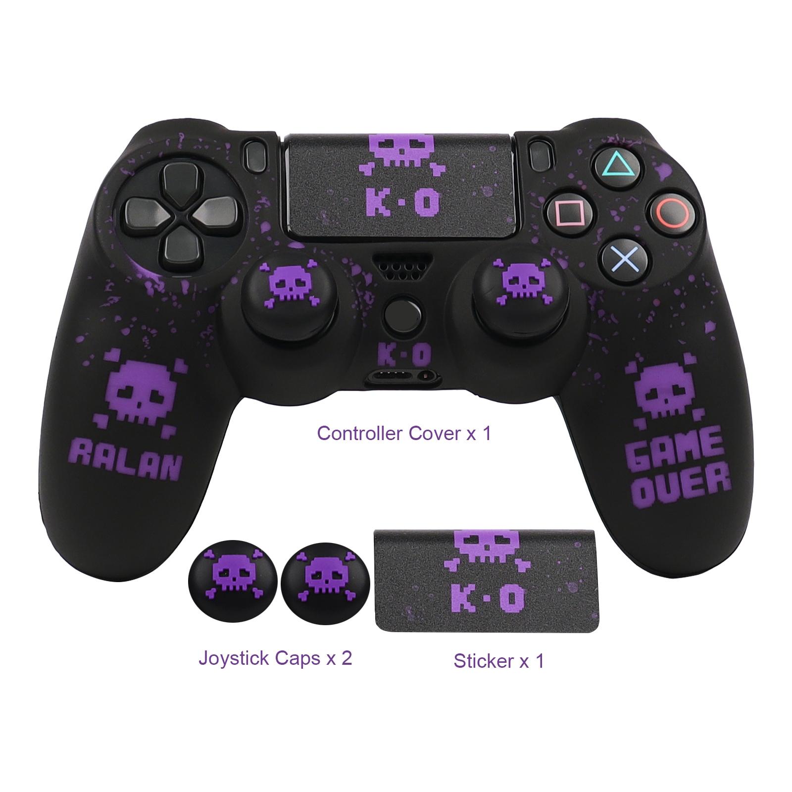 RALAN Silicone Game Controller Protective Case Cover with 2 Thumb Grip Cap & 1 Touch Screen Sticker, Game Controller Protector, Console Accessories for PS4