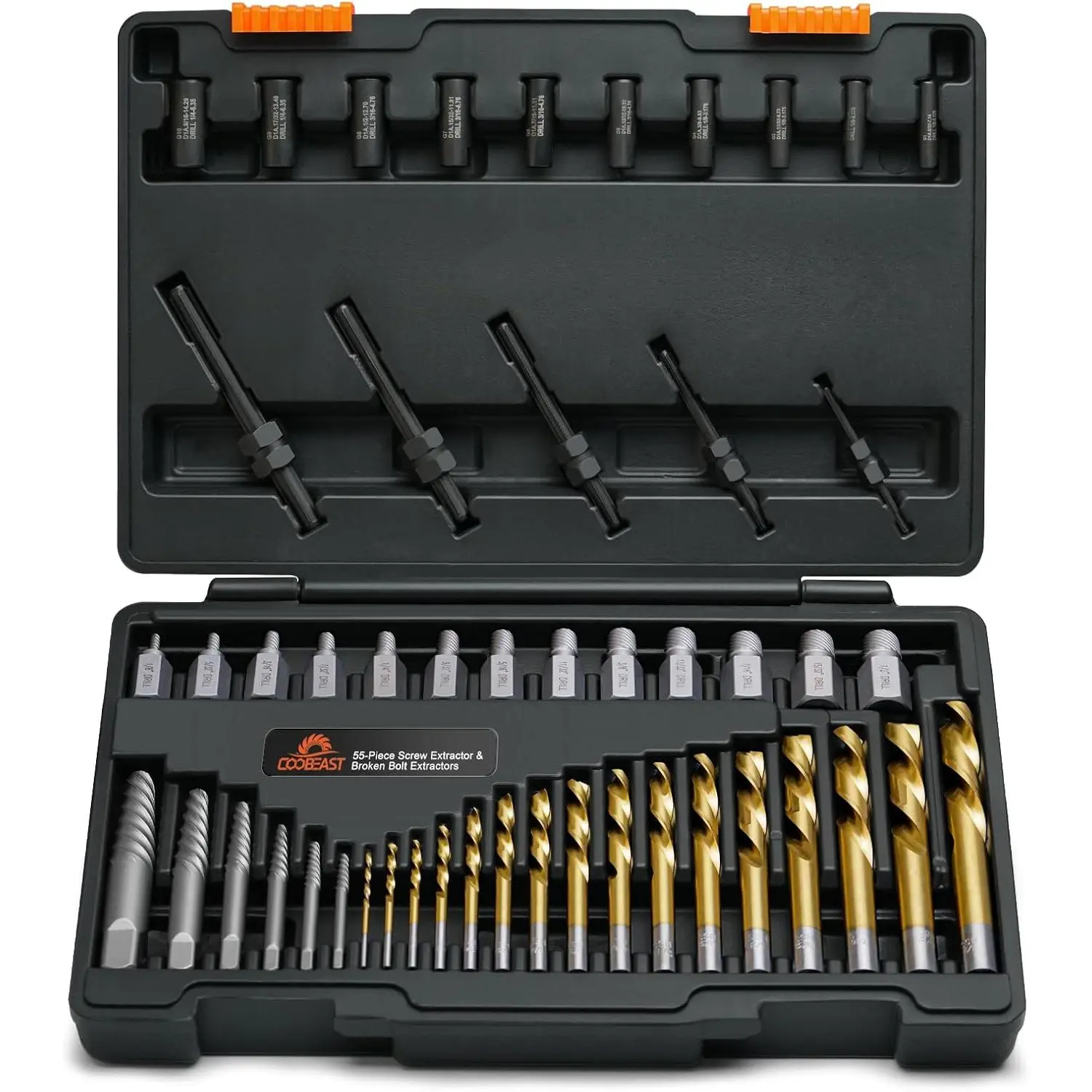 Damaged Screw Extractor Set 55 count,Left Handed Drill Bit Screw Extractor