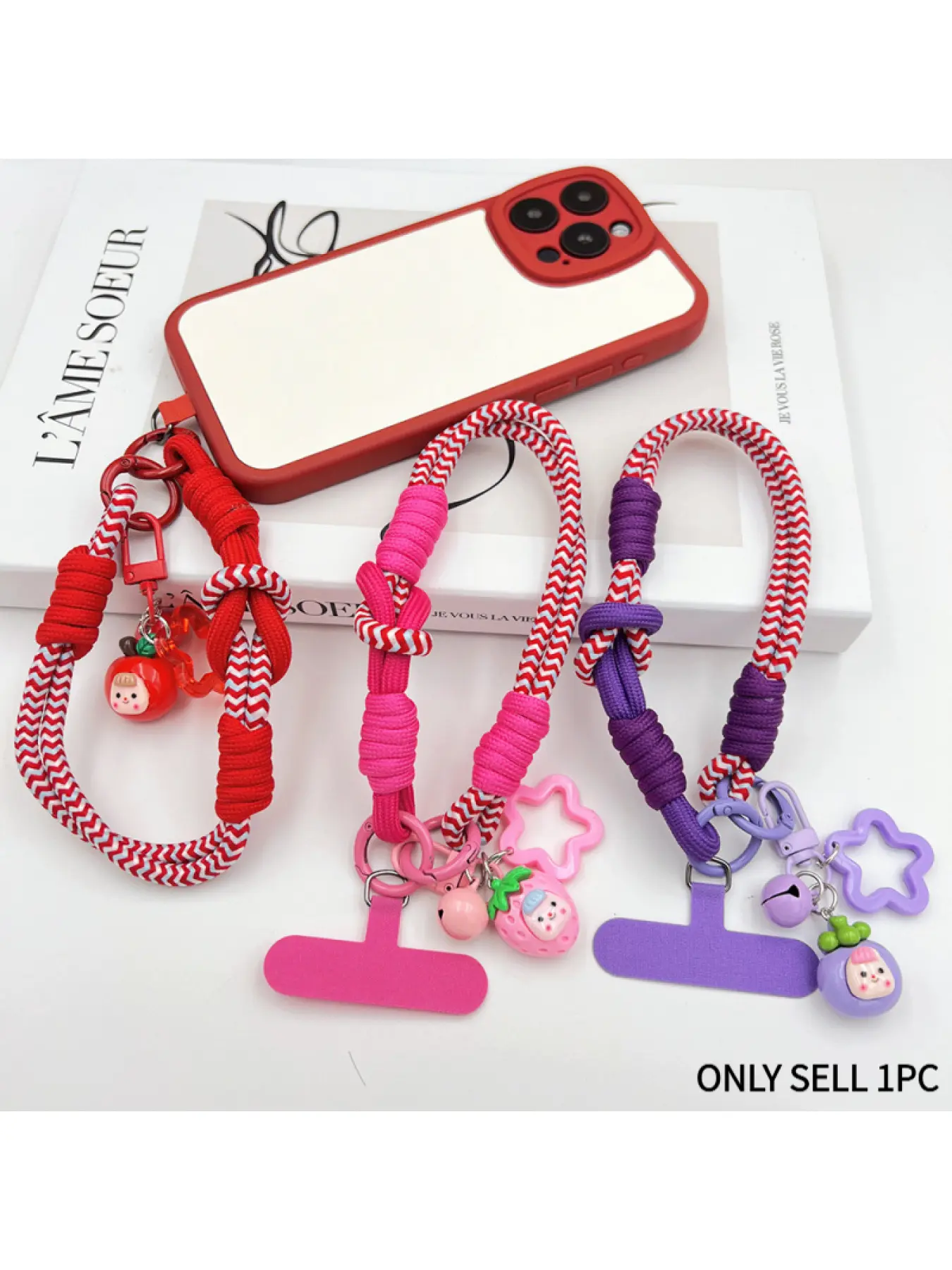 Phone Lanyard Wrist Strap, Striped Color Block Lanyard with Cute Cartoon Pendant, Anti-Lost Hand Wrist Rope, Portable Cell Phone Strap Charm for Women Girls, Universal Accessory for Phone, Bag, Outdoor Daily Use