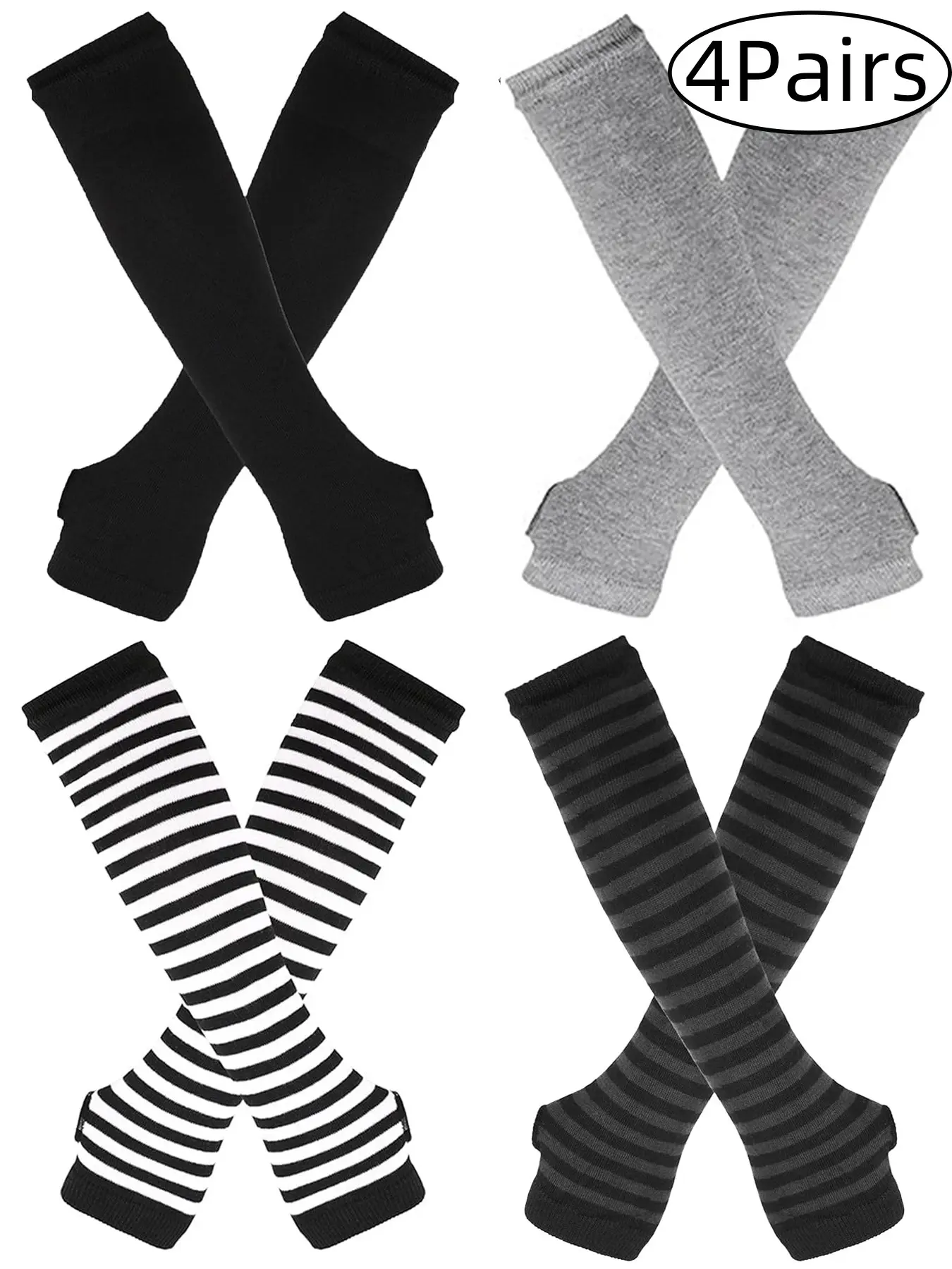 Punk Gothic Rock Long Arm Warmer Fingerless Gloves
