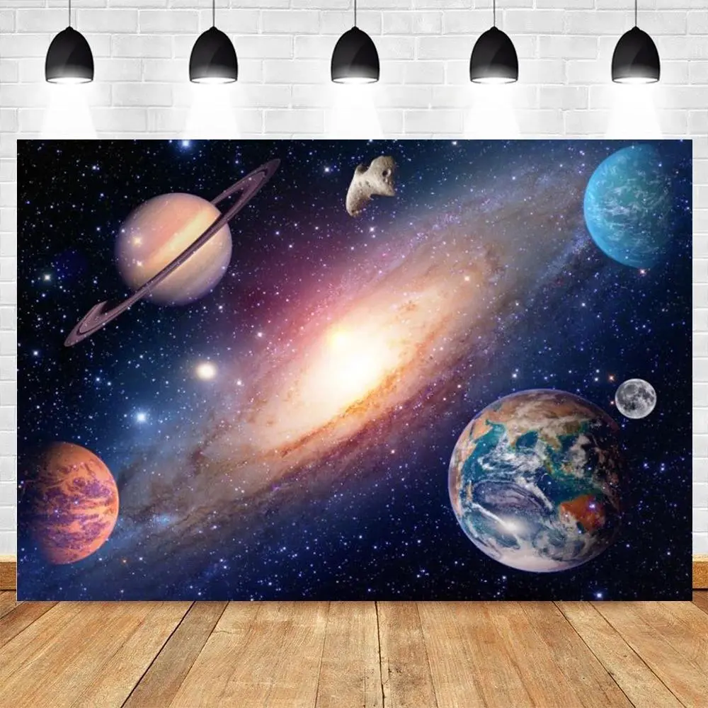 Night Starry Sky Universe Space Backdrop Background Cloth, Milky Way Moon Tapestry Wall Hanging Photography Background Premium Polyester Fabric, Kids Birthday Party Decor, Baby Shower Event, Photo Booth Prop, Studio Background, Space Theme Celebration