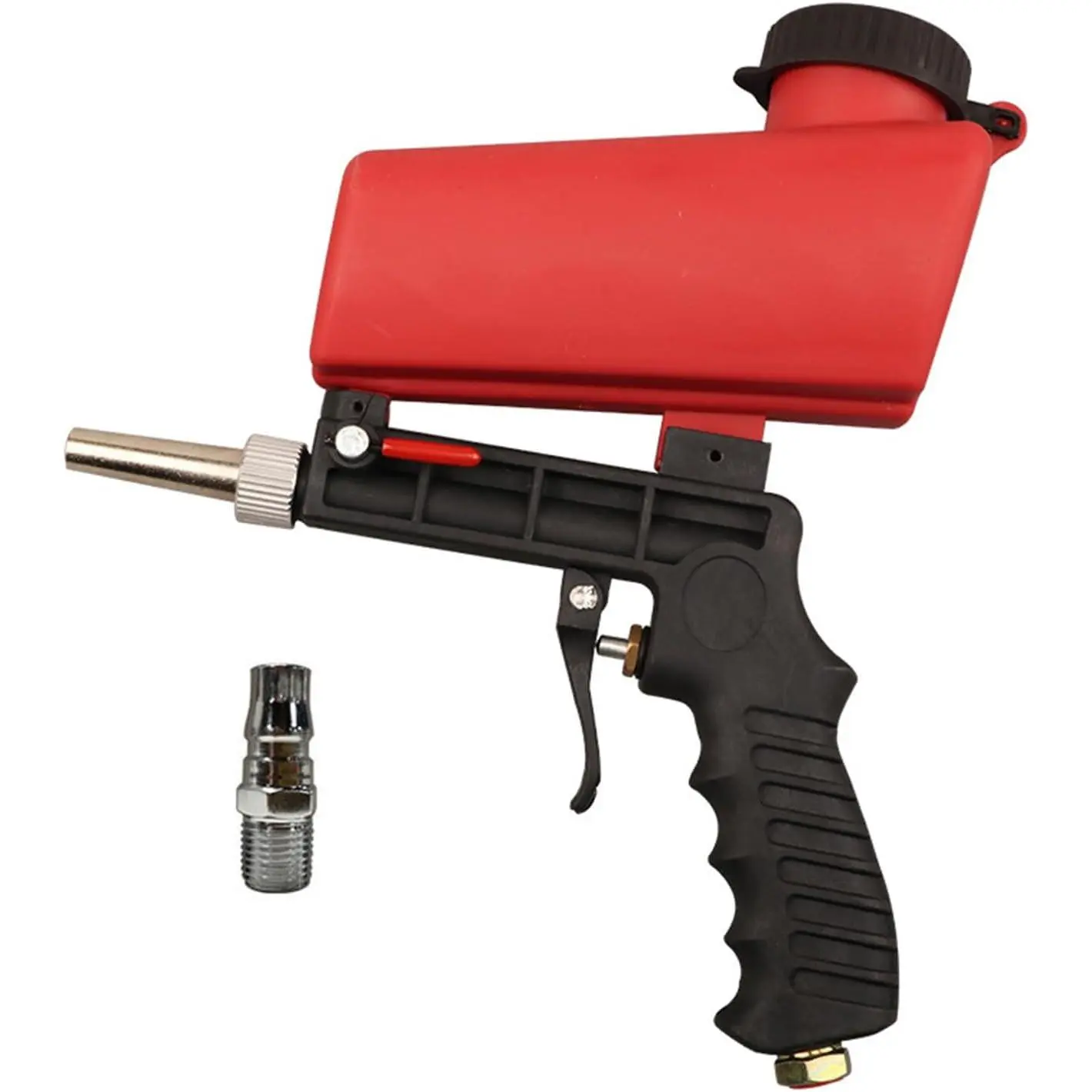 90psi Gravity Feed Sand Blaster Gun Kit - 1 Sandblasting Gun, 0.81 kg Aluminum Rust Removal Tool, 2 Nozzle Tips, Air Regulator, Handheld Grip, Bandage, Adjustable Flow for Paint Removal, Spray Polishing (21lbs, 285mm*255mm*90mm)