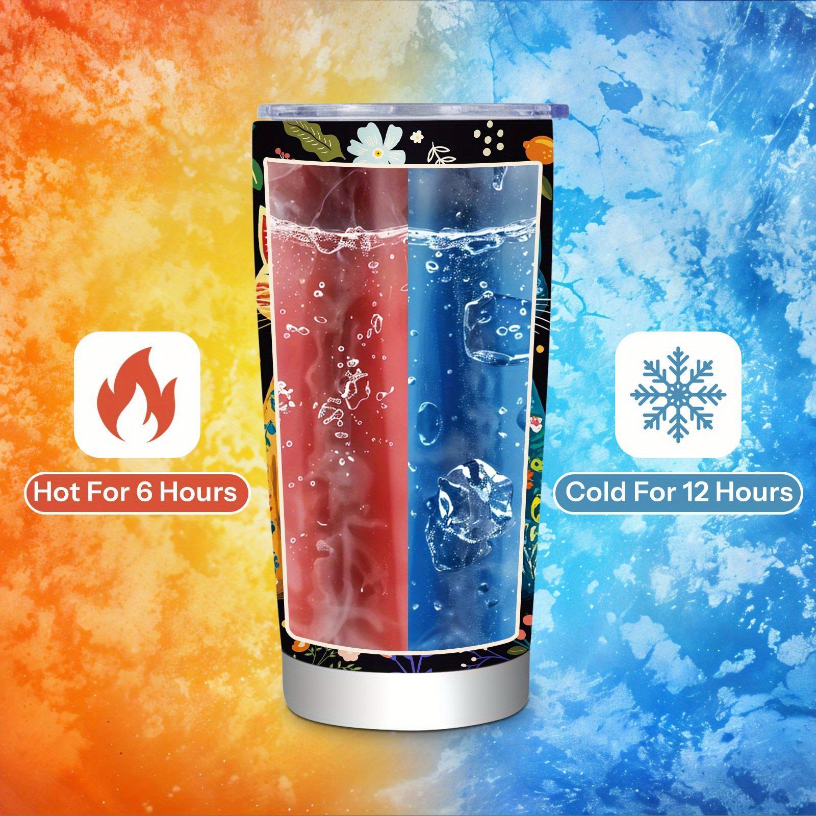 [Reusable Cat Lover Tumbler] 1pc Reusable Cat Lover Tumbler with Straw and Lid, Black and Colorblock Cat Design, Home and Outdoor Use, Holiday Gift for Men and Women. Christmas, Ideal Birthday Gift for Friends