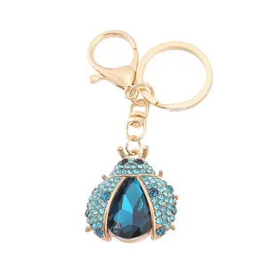 Multicolor Rhinestone Ladybug Keychain, Alloy Crystal Bag Charm & Car Pendant, Stylish Sports & Outdoor Accessory