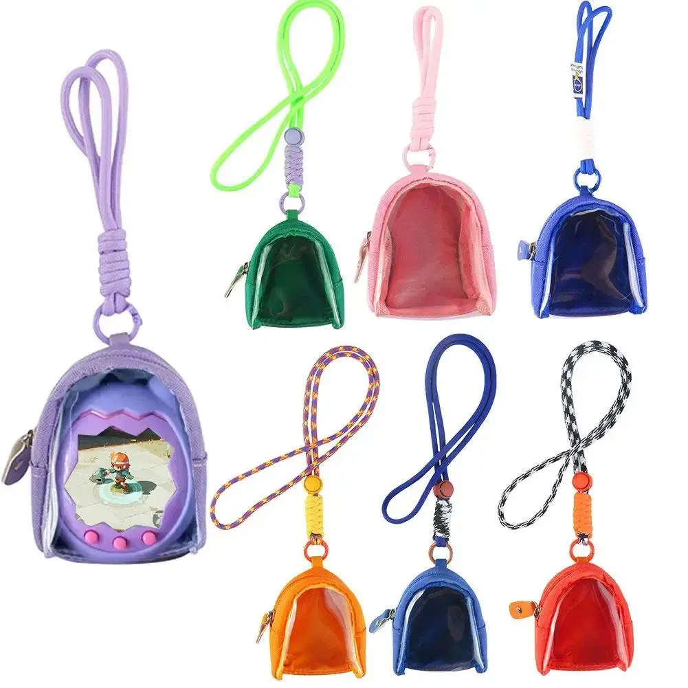 Mini Transparent Storage Bag with Hanging Strap - 1-Size Tamagotchi Case, Portable Doll Display Pouch, Keychain Charm Organizer, Backpack Decoration, One Size