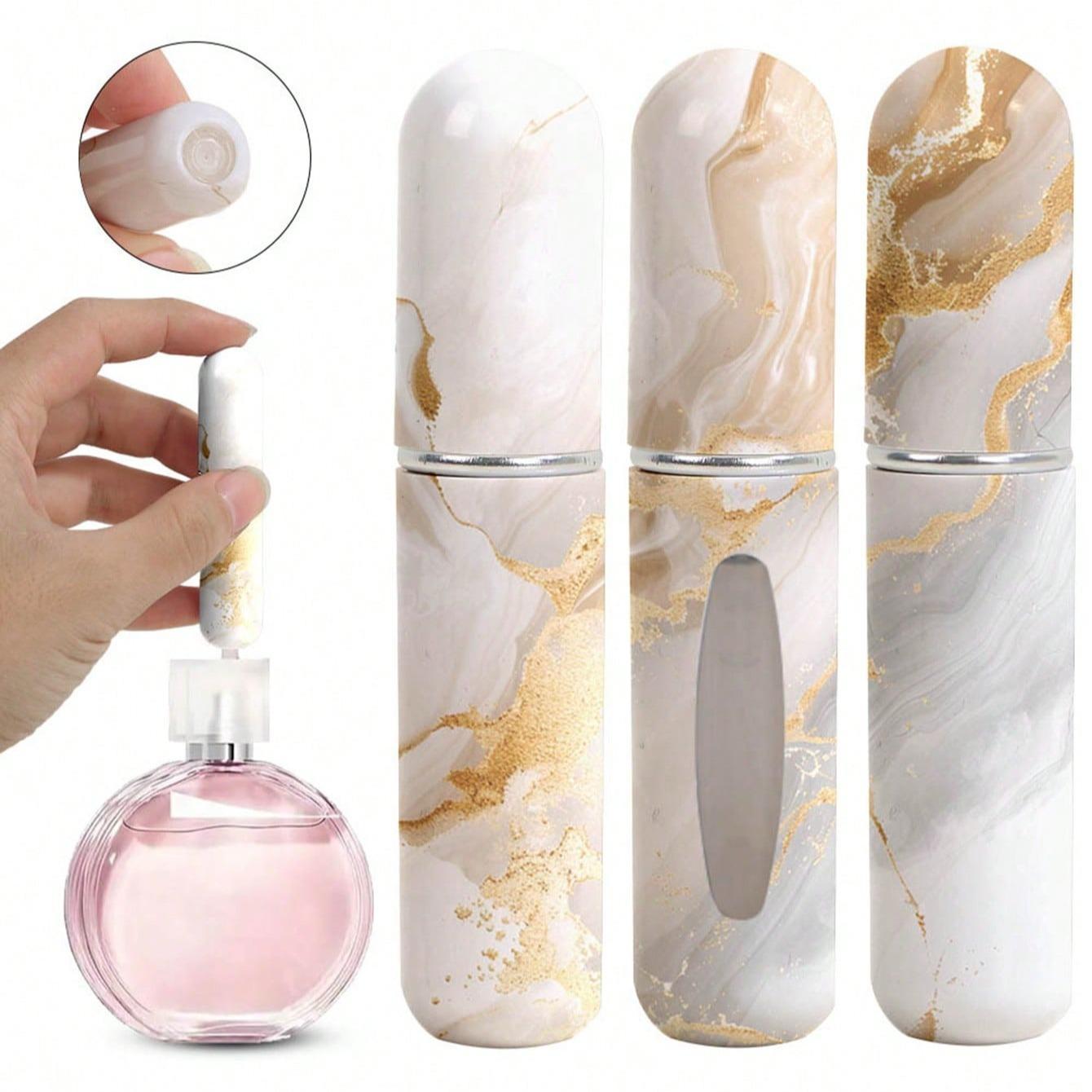 Marble Pattern Refillable Perfume Bottle, 3 Counts Portable Atomizer Bottle, Refillable Perfume Spray, Storage Bottles for Traveling and Outgoing, Makeup Cosmetic Storage