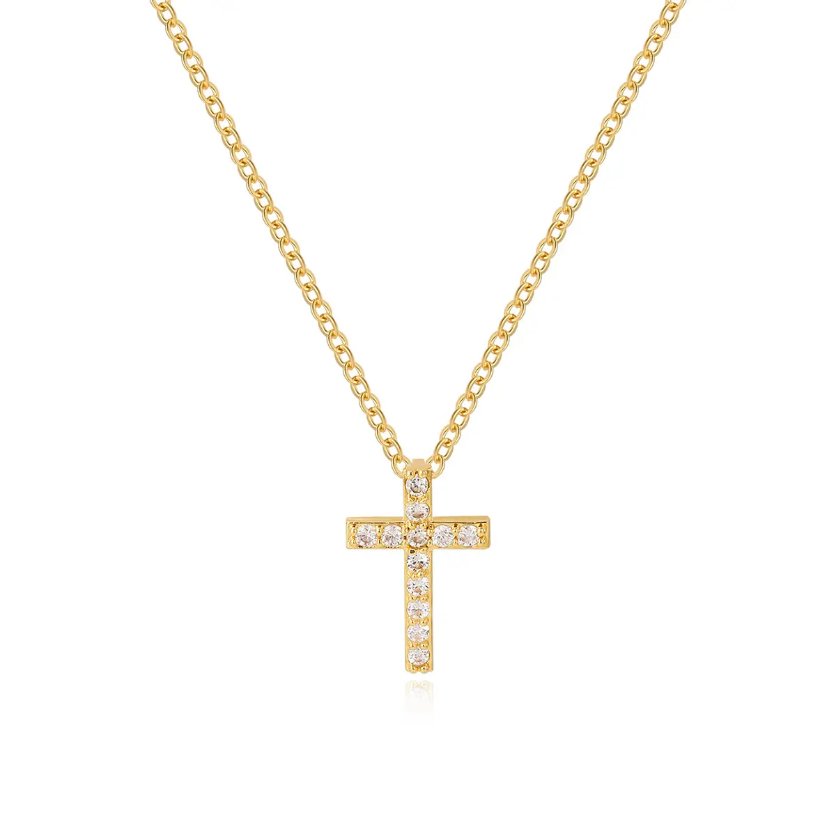 Women's 18K Gold Cross Necklace - Dainty Minimalist Clavicle Chain, Trendy Commuting Accessory, Ideal Birthday Anniversary Gift for Her