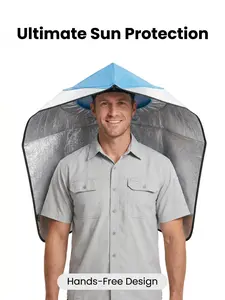 Hands-Free Large Brim Outdoor Sunshade Visor Hat, Loose-Fitting Casual Plain Design, All-Season UV Protection Headwear