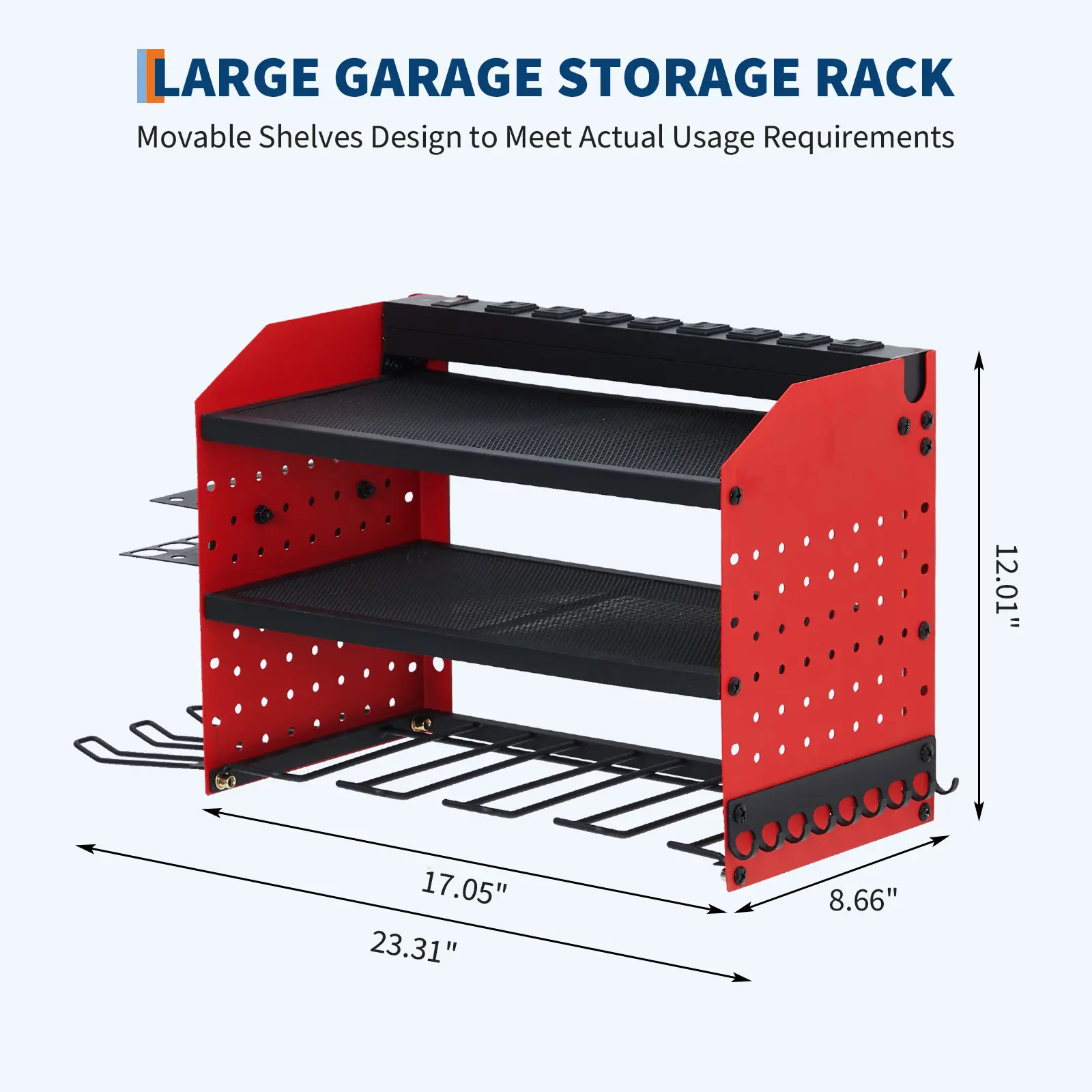400lbs Heavy Duty 4-Tier Wall Mounted Power Tool Organizer Rack – 8 Drill Slots, Screwdriver Holders, Metal Garage & Workshop Storage Shelf for Power and Hand Tools, Charging Station