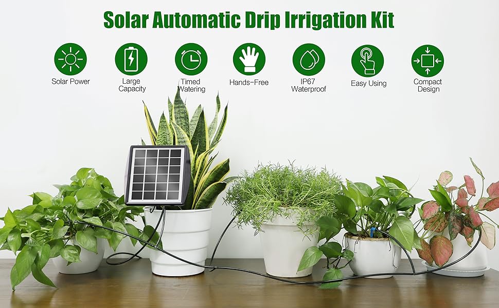 Drip Irrigation Kit System, Powered Auto Easy DIY Device Supported Pots Plants, 6-12 Timing Modes With Anti-Siphoning Device (Expansion Kit/Accessories Kit)