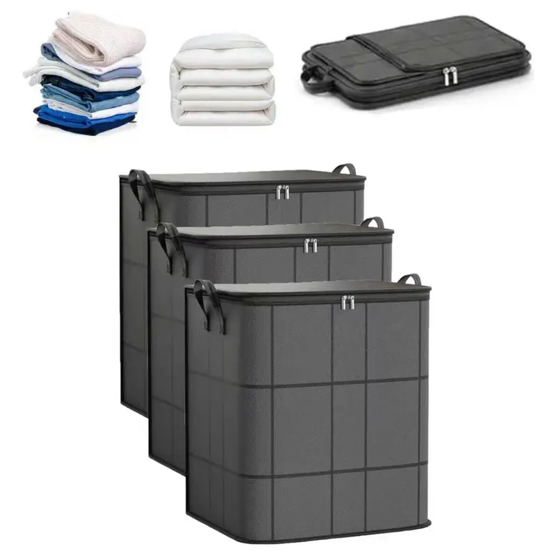 3pcs 180L Portable Moving Storage Bags, XXL Foldable Storage Bag with Reinforced Handles, Zippered Organizer for Quilts, Bedding & Sweaters,Large Capacity Fabric Bag for Closet & Moving Day