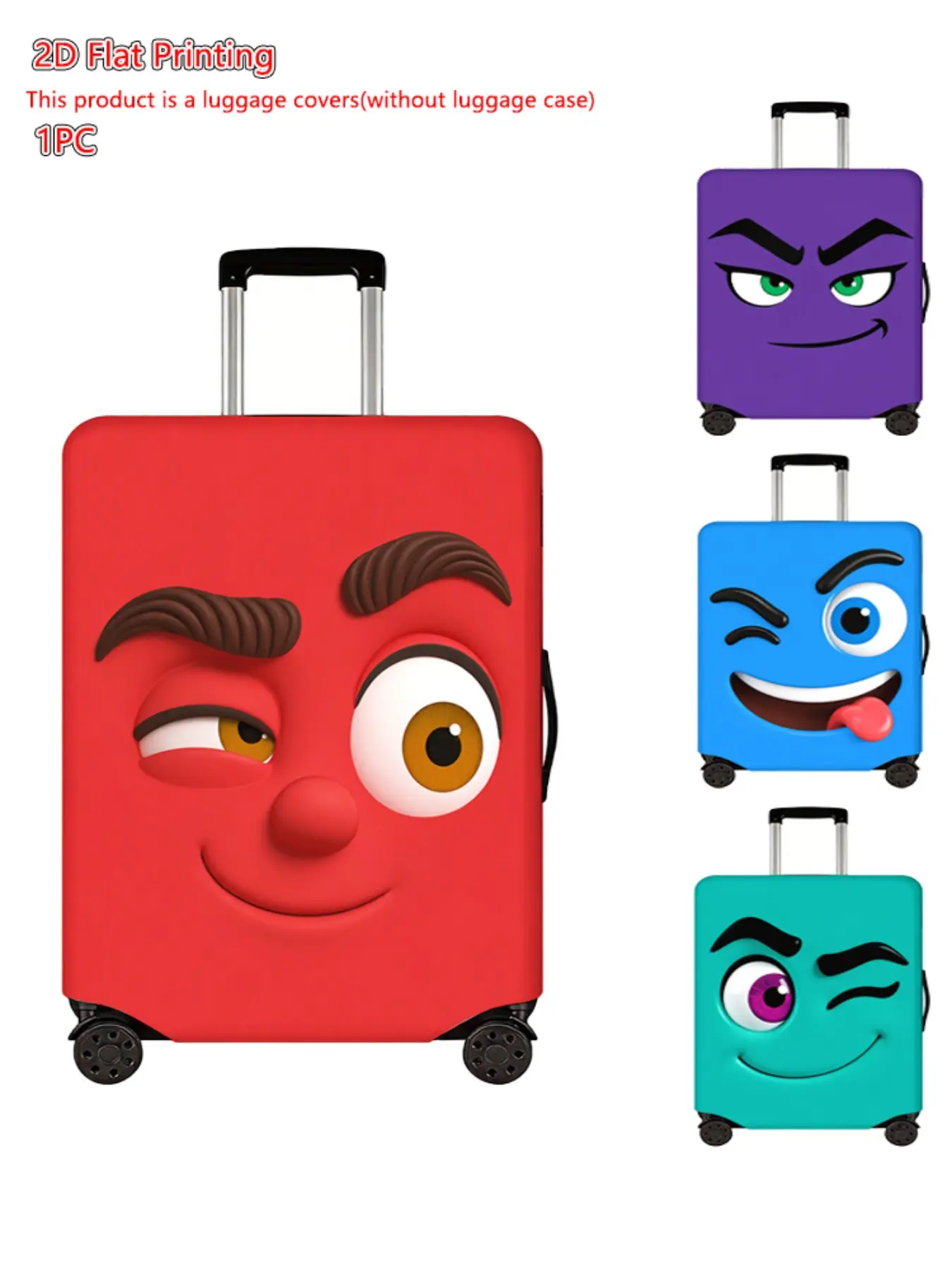 Funny Cute Smile Big Eye Luggage Protector, Luggage Covers, Thick Dust Cover, Durable Elastic Material, Suitable for 18-32 Inch Luggage, Travel Essential