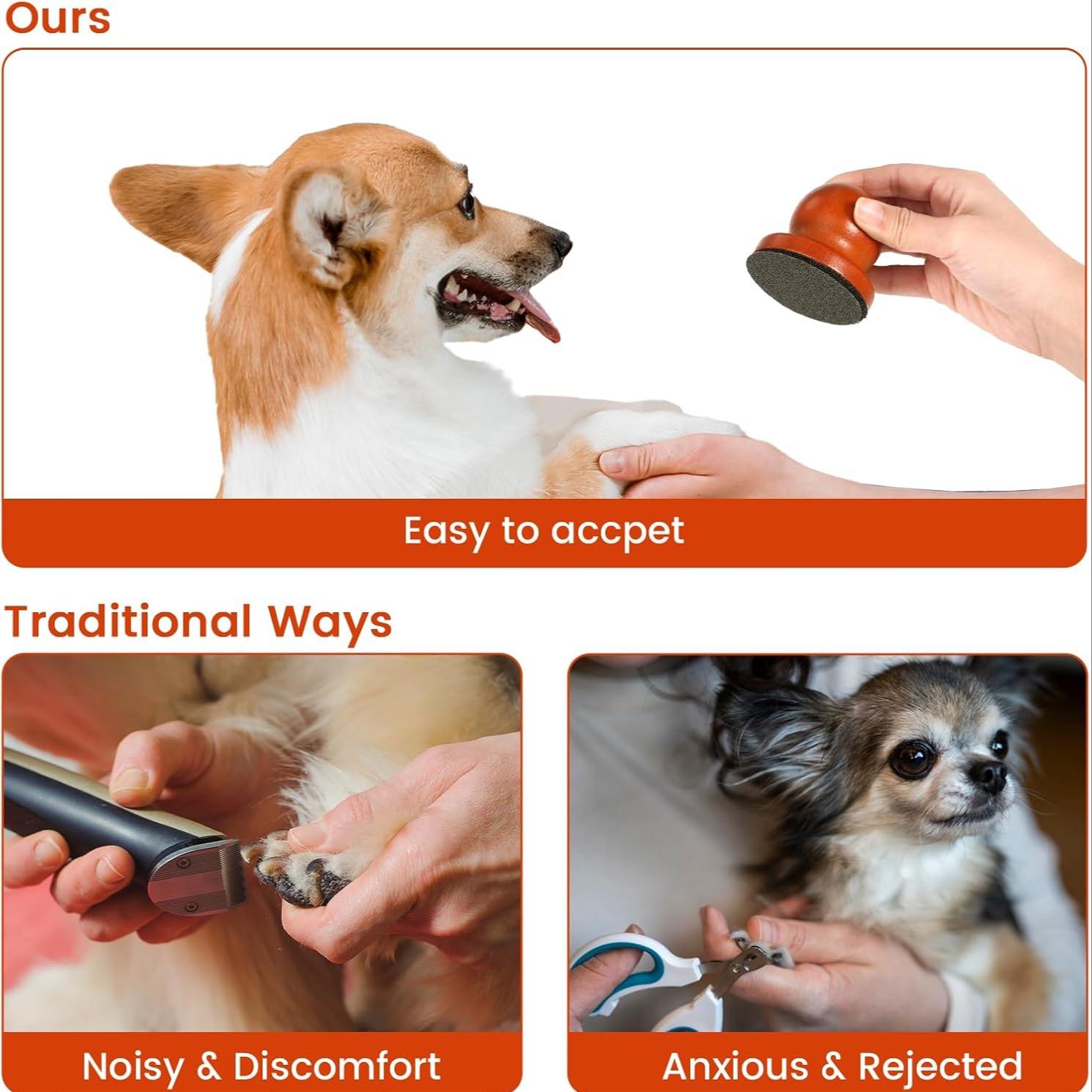 Wooden Dog Nail File, Dog Nail Scraper with 3 Counts Replaceable Sandpaper, Stress Free Dog Nails Grinding Board Trimmer for Pets Dogs Cats