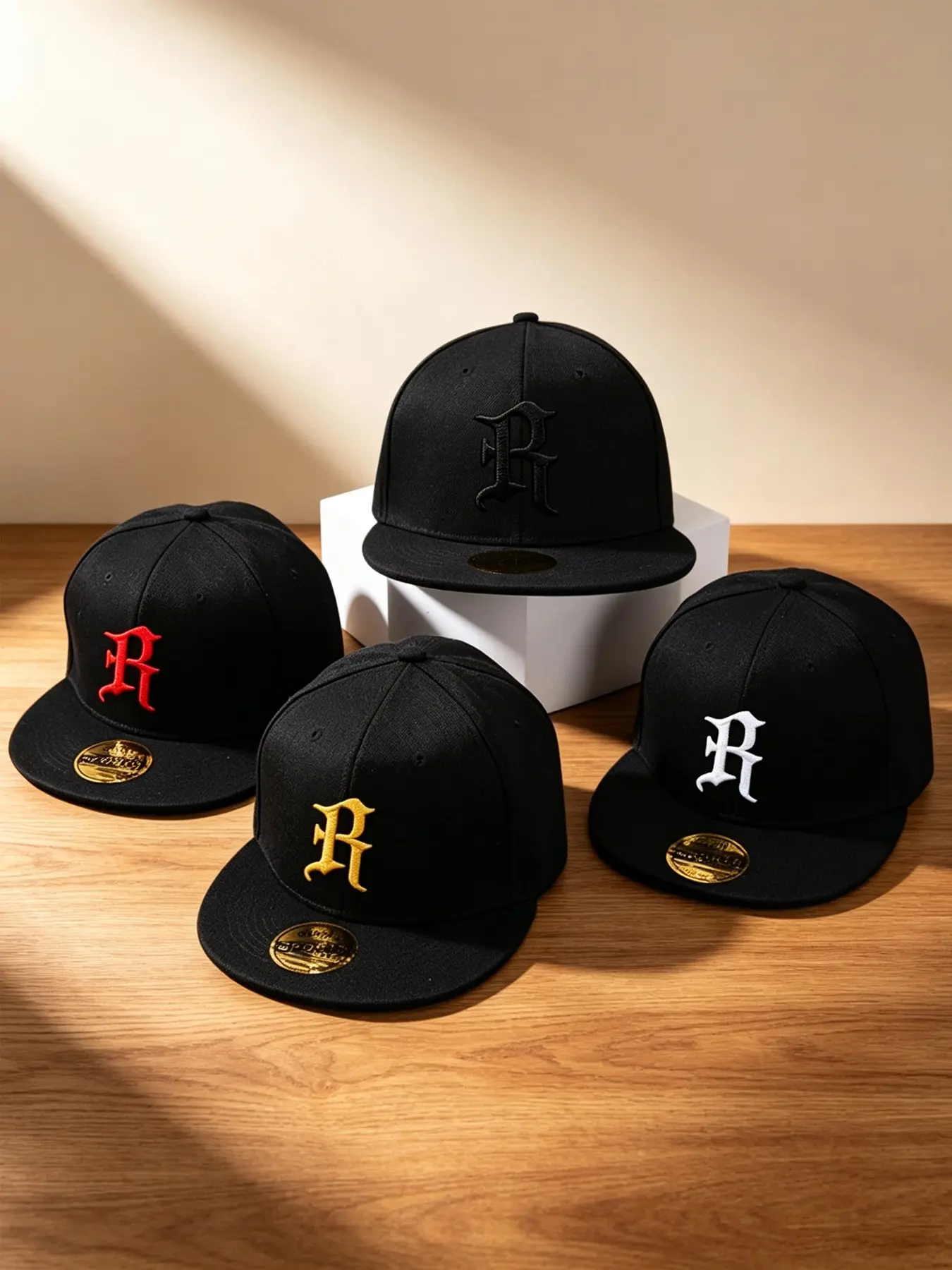 4pcs Unisex R Letter Embroidery Hip-Hop Cap Fashionable Sports Baseball Cap Adjustable Casual Hat Suitable for Spring and Autumn Travel Beach and Party