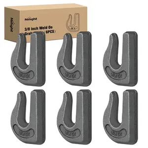 Nilight 6PCS Weld-On Forged Clevis Grab Chain Hooks 3/8 Inch Heavy Duty Forged Grade 70 Grade Utility Hook Weldable for Trailer Truck Rigging Car SUV RV UTV Tractors Work Loading Capacity 6600 LBS