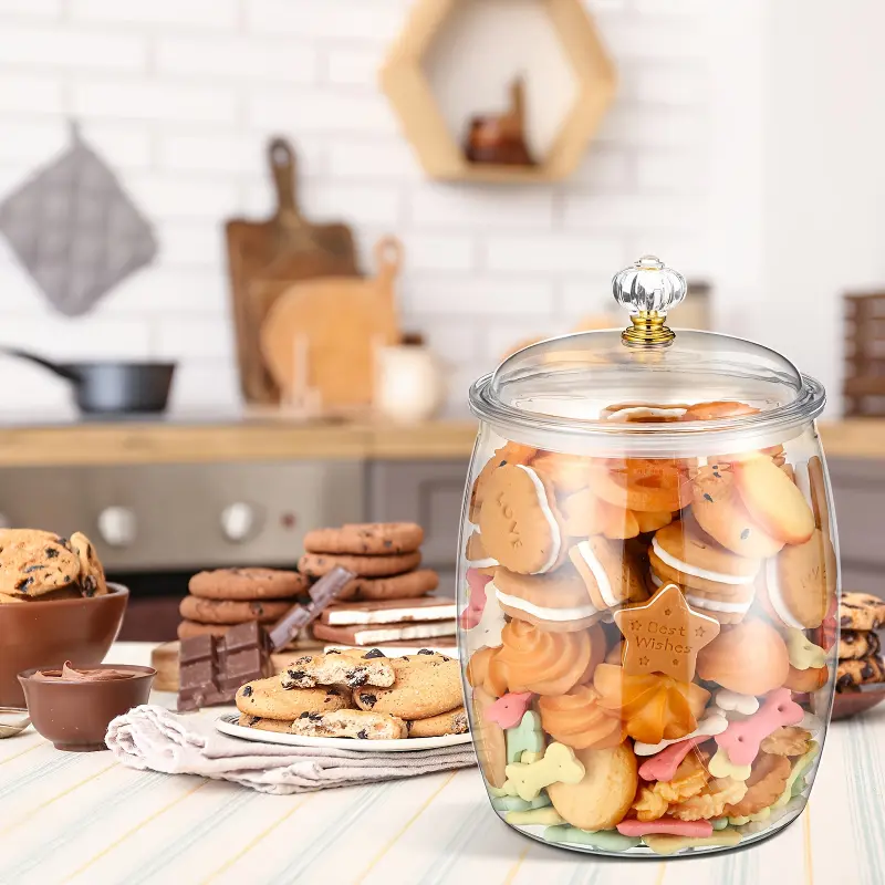 Large Clear Plastic Cookie Jar with Airtight Lid Reusable Sealed Food Storage Container for Kitchen Counter Party Wedding Decor