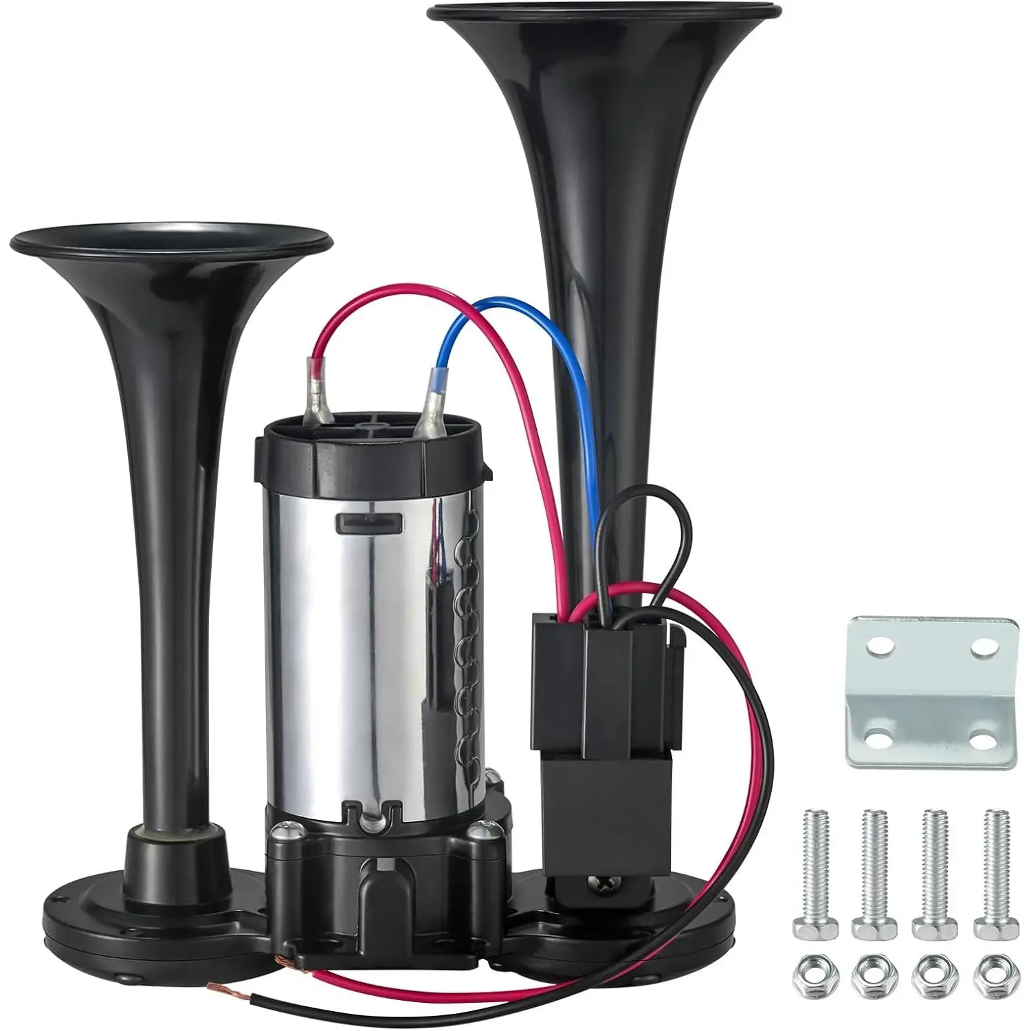 12V 120dB Air Horn Dual Trumpets, Super Loud, Waterproof |   Electric Train Horn Kit with Upgraded Compressor, Easy Install, Fits 12V Trucks, Cars, SUVs, Motorcycles, Boats, Pickups