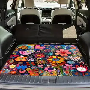 1pc Floral Trunk Mat - Floral Design - Suv/Truck Bed Protection Mat - Easy to Clean, Suitable for Cars, Trucks, Suvs - Heavy-Duty Truck Bed Car Trunk Floor Mat - Suitable for Universal Vehicles, Interior Protection, Outdoor Sports Enthusiasts