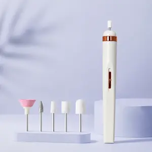 💅 5 in 1 Portable Electric Nail Drill, Rechargeable Nail Polisher with LED Light, Professional Manicure & Pedicure Tool for Home & Salon Use, Beginner Nail File Kit