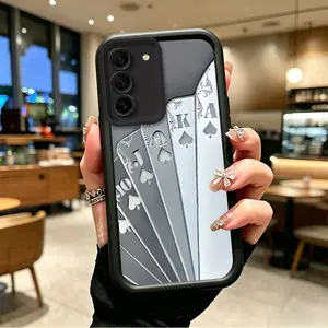 Samsung GALAXY S22 Silicone Casing - JT89806 TPU Enhanced Resistance Button Phone Accessory, Silver Spade JQKA Array Design, Celestial Eye Layered Drop-Resistant Handheld Cover