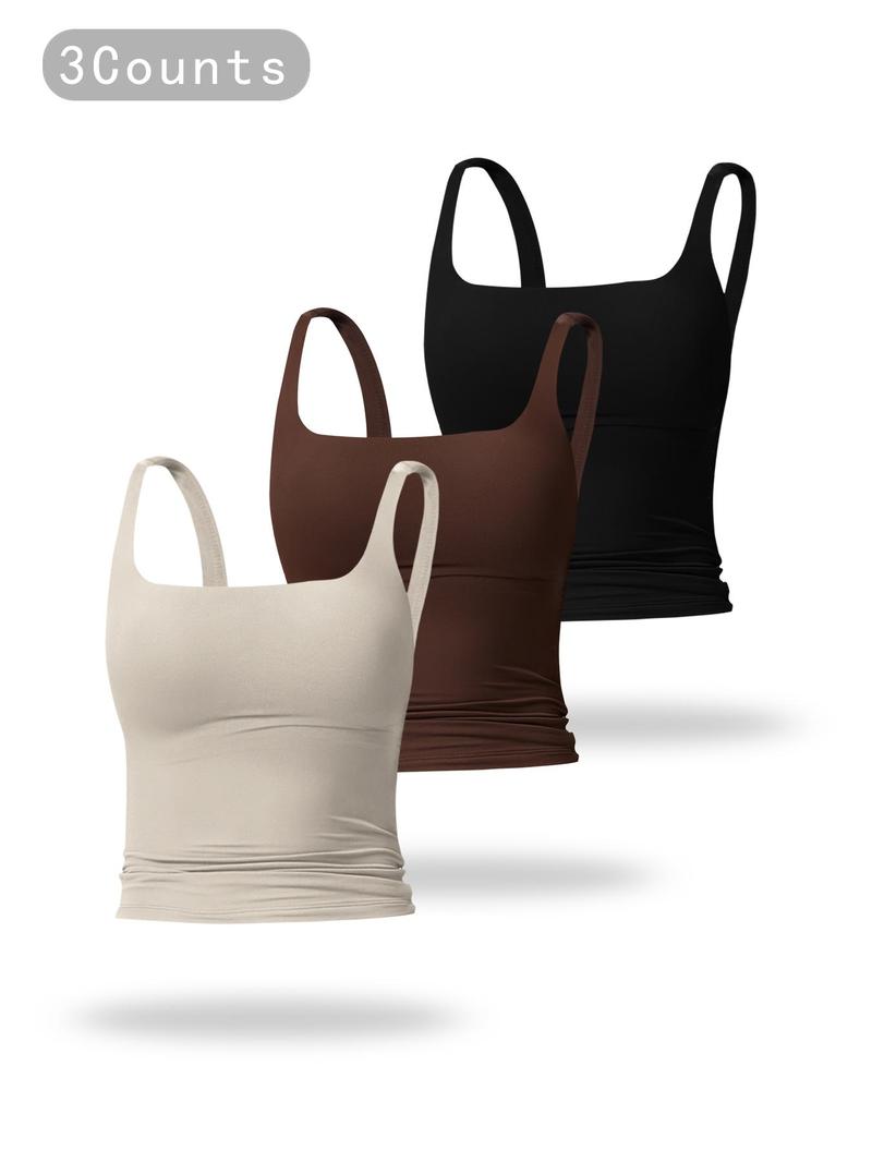 Women's Solid Color Sports Tank Top, Casual Comfy Breathable Sleeveless Workout Top for Yoga Gym Workout Running, Ladies Sportswear for All Seasons, Athletic Yoga Tops