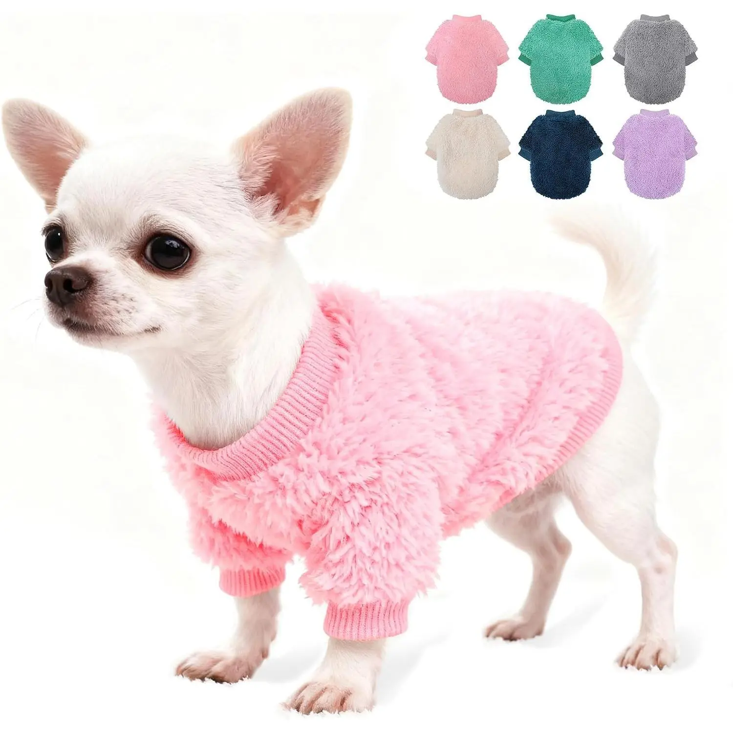 Winter Fleece Warm Soft Cute Pink XXS Dog Sweater for Small Dogs Teacup Yorkie Chihuahua Pet Outfit Apparel