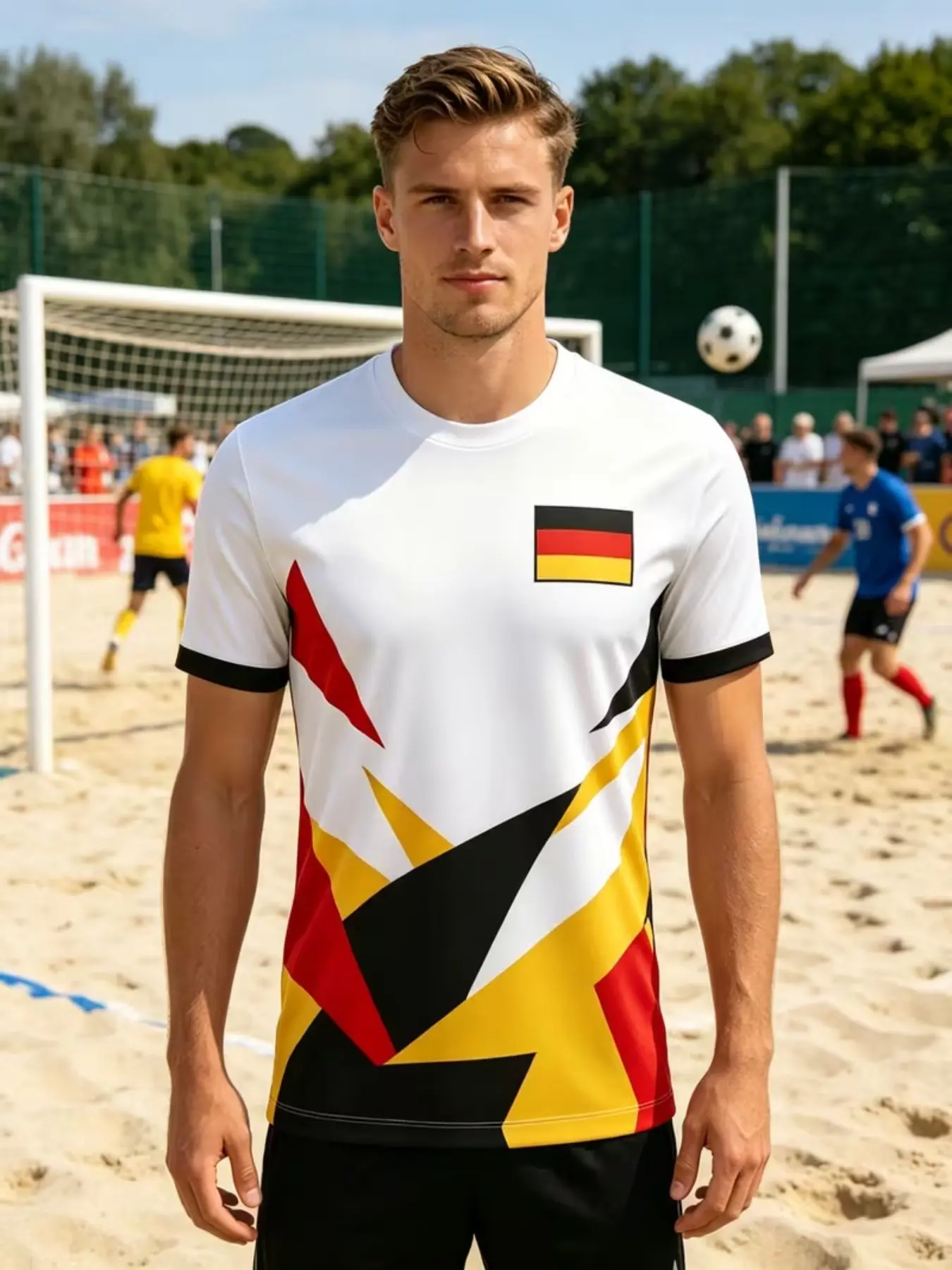 Men's Sporty Football Print T-Shirt, Loose-Fitting Long Sleeve Top, Breathable Fabric, Ideal for Outdoor Activities & Daily Wear