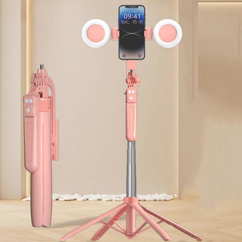 70-inch Selfie Stick Tripod with 2 Fill Lights, Portable Foldable Selfie Stick Tripod with Wireless Remote Control, Smart Shooting Phone Stand for Video Vlog Live Stream, Travel Tripod