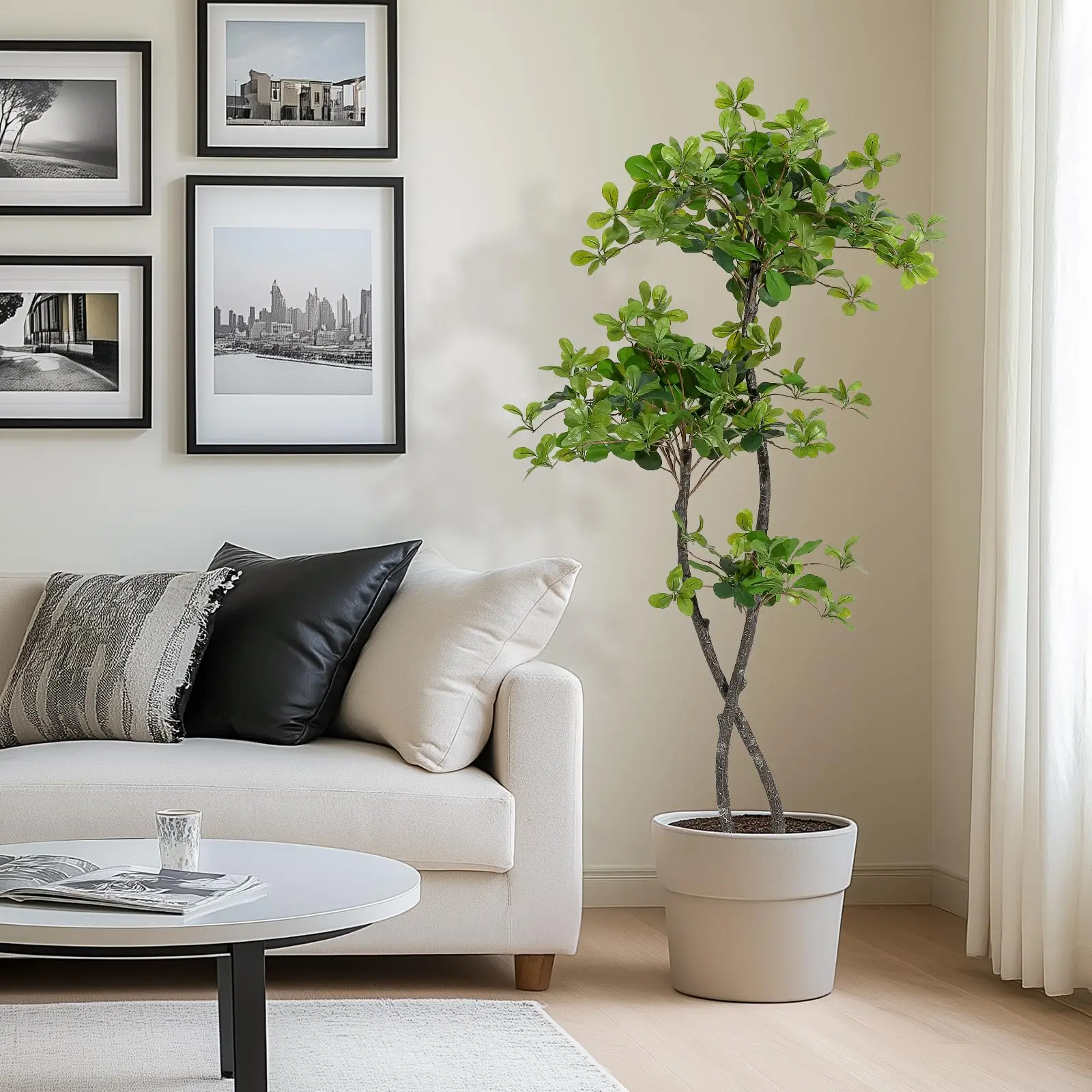 5/6 ft Artificial Olive Tree Fake Olive Trees Indoor Artificial Plant in Plastic Nursery Pot, Tall Fake Tree for Home Decor Bedroom Living Room Office Decor