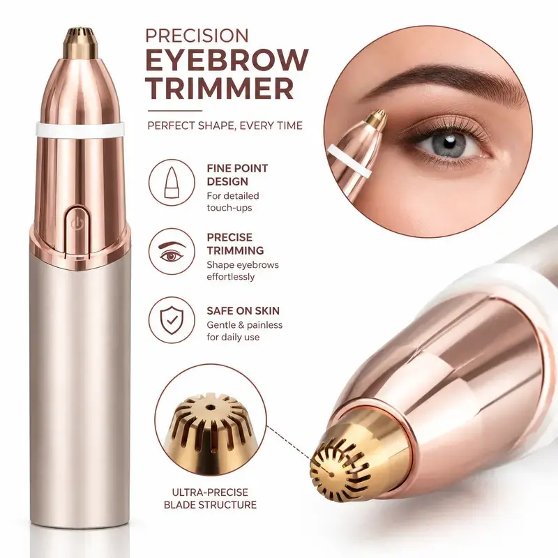 2-In-1 Facial Brow Trimmer, Eyebrow Shaper, Women's Electric Epilator, Precision Hair Removal, Portable Beauty Tool, Pain-Free Shaving, Summer Essential