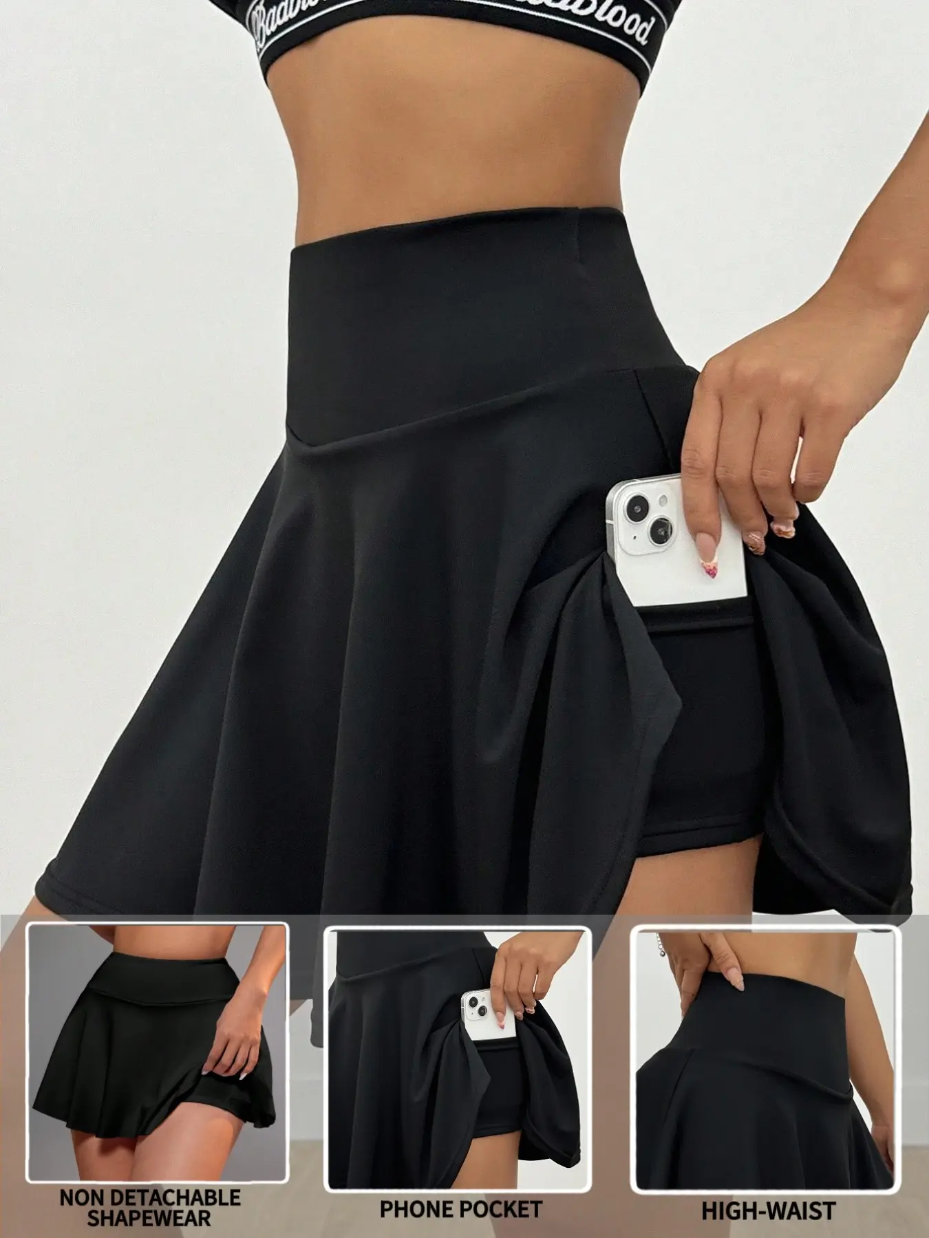 High-Waisted Sports Skirt for Women, Active Skirts, Athletic Skirt, Anti-Exposure with Safety Pant, Quick-Dry Tennis Yoga Pleated Skirt, Tennis Skorts, Pocket Design, Quick Drying Skort