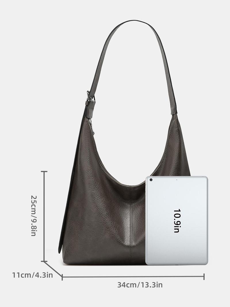 Women's Solid Color PU Leather Shoulder Bag, Simple Large-Capacity Crossbody Bag, Trendy High-quality Daily Commuting Bag, Girl Fashionable Shopping Bag
