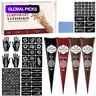 Professional Natural Henna Temporary Tattoo Kit with Henna Designs, Multi-Color Plant Henna Cones & Over 200 Reusable Hollow Stencils, Skin-Friendly DIY Body Art for Women, Exotic Temporary Tattoos for Weddings, Festivals and Parties #GLOBAL PICKS