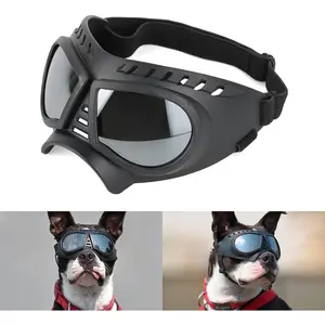 Windproof Anti-UV Dog Goggles Sunglasses for Small-Medium Breeds with Adjustable Straps - Silver