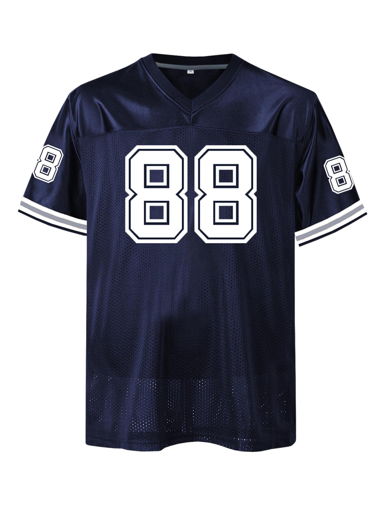 Men's American Football Jersey - Breathable Athletic Top, Embroidered, V-Neck, Short Sleeve, Loose Fit for Casual, Streetwear & Sports Activities