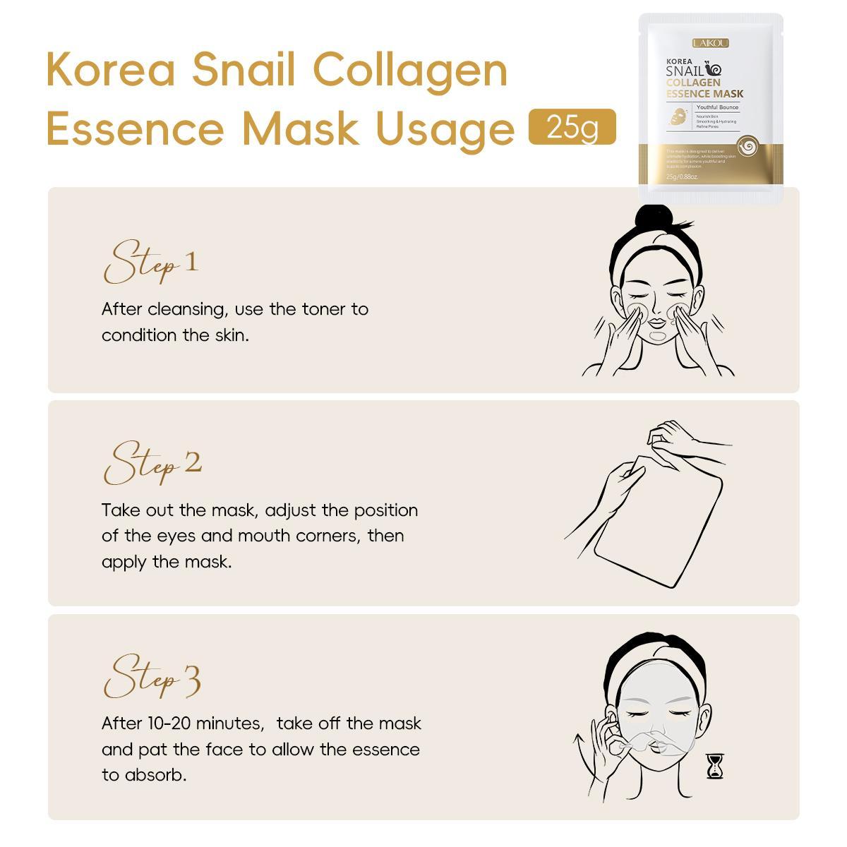 Snail Collagen Skin Care Kit, 1 Set Facial Cleanser, Toner, Serum, Eye Cream, Essence Cream and Mask, Moisturizing Hydrating Hydrate Skin Care Set for Women