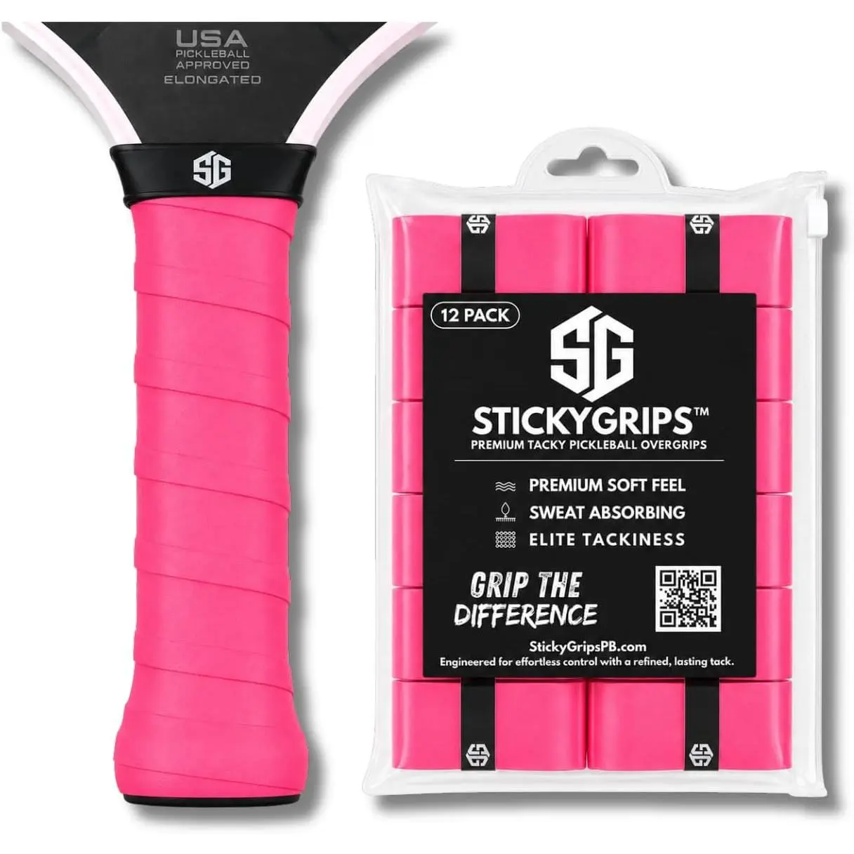 Premium Pickleball Overgrip [12 Pack] - Extra Tacky Grip Tape, Sweat Absorbent, Non-Slip, Soft Touch Overgrips for Pickleball Paddles