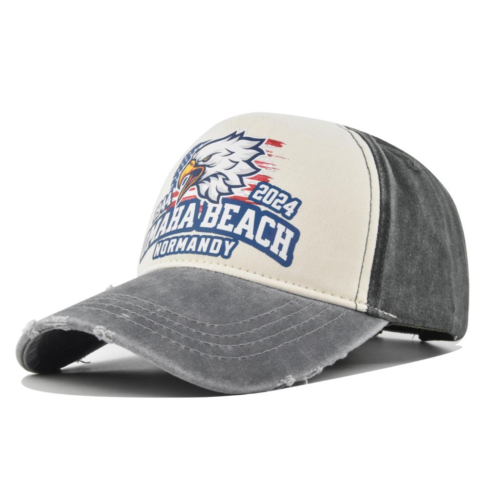 Cross-border Eagle Baseball Cap, Vintage Print Duckbill Cap, Motorcycle Truck Cap, Men's Washed Vintage Sun Hat