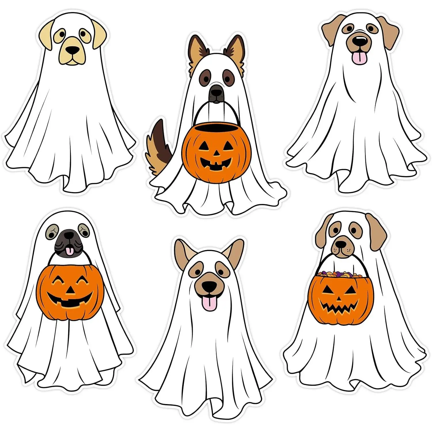 54 count Halloween  Cutouts, Classroom Halloween Bulletin Board Paper Cutouts, Puppy Cut-Outs with Adhesive Points for DIY Art Craft Party Supplies  Office Wall Door Decor