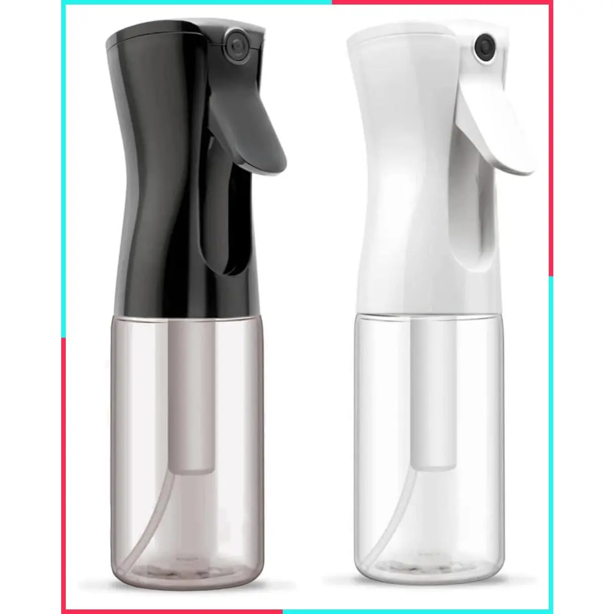 Continuous Spray Bottle for Hair – Refillable Ultra-Fine Mist Sprayer, 2 Pack, 6.8 Oz | Gentle Mister for Hairstyling, Cleaning, Plants, Pets, Barbers, Salons, Essential Oils