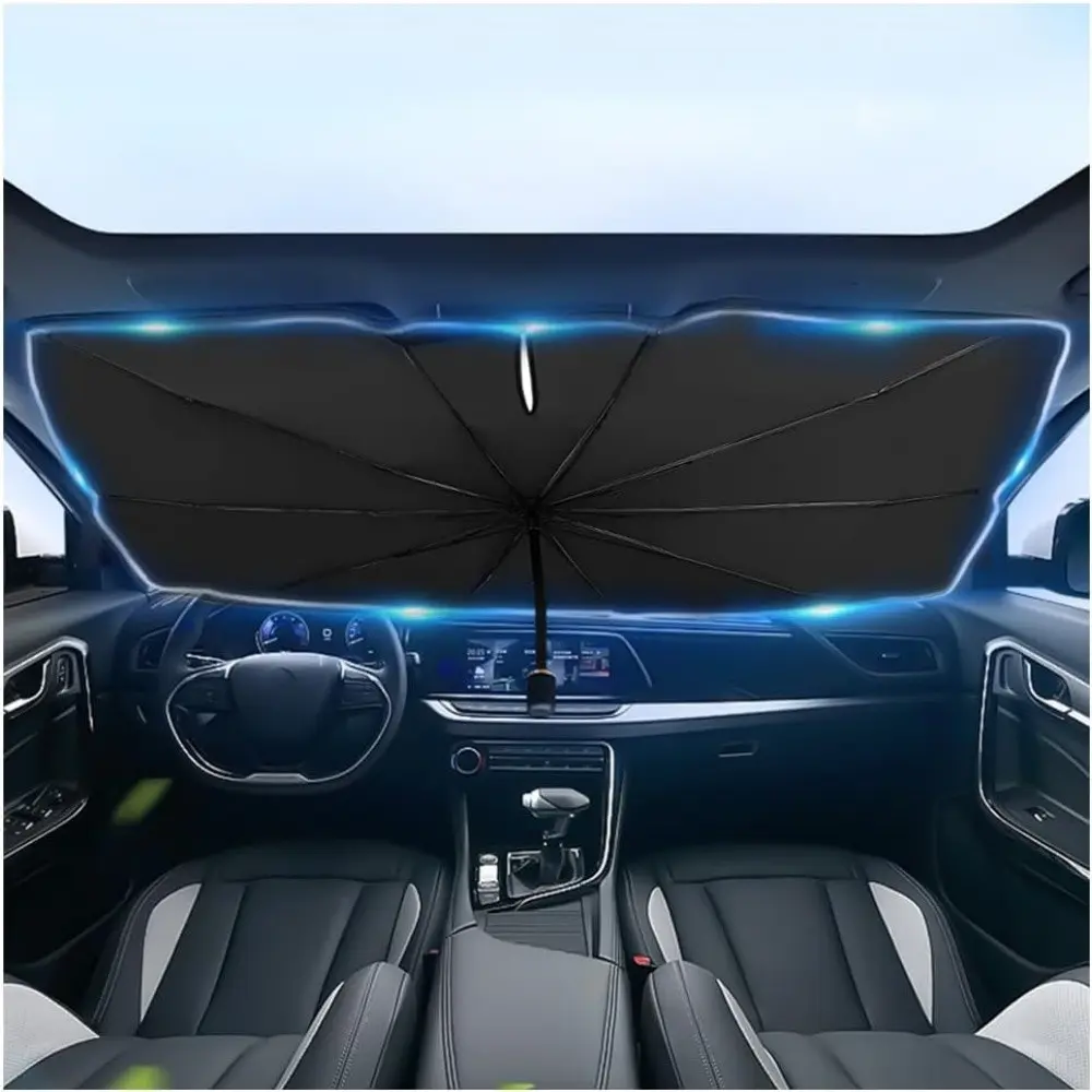 Car Sunshade Umbrella, Foldable Extendable Front Window Shade with Insulation Coating, Portable Heat and UV Protection for Cars Suvs Trucks, Sun Shade for Car Windshield, Sun Cover for Car Windshield