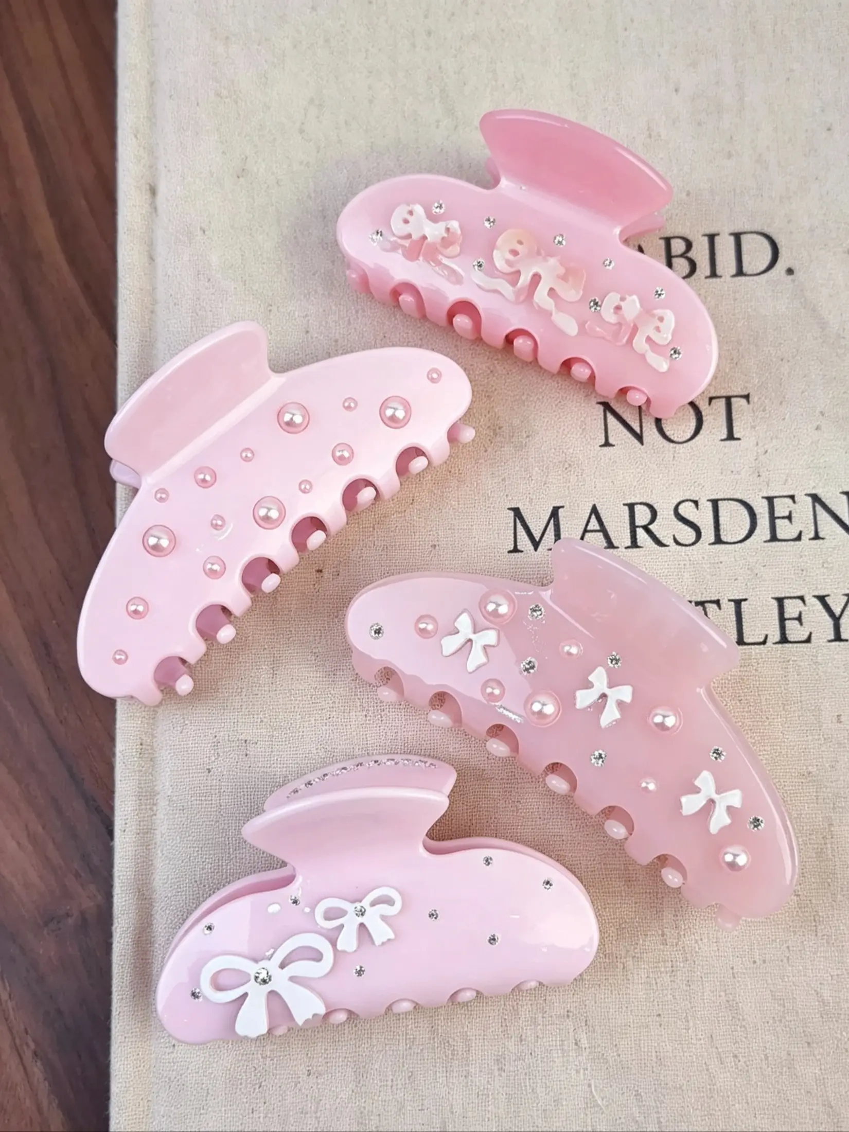 1/4pcs Sweet Pink Coquette Hair Claw Clips, Elegant Pastel Bow Pearl Rhinestone Jaw Clamps, Cute Hair Accessories, Ideal Birthday Gift for Girls Teens Women
