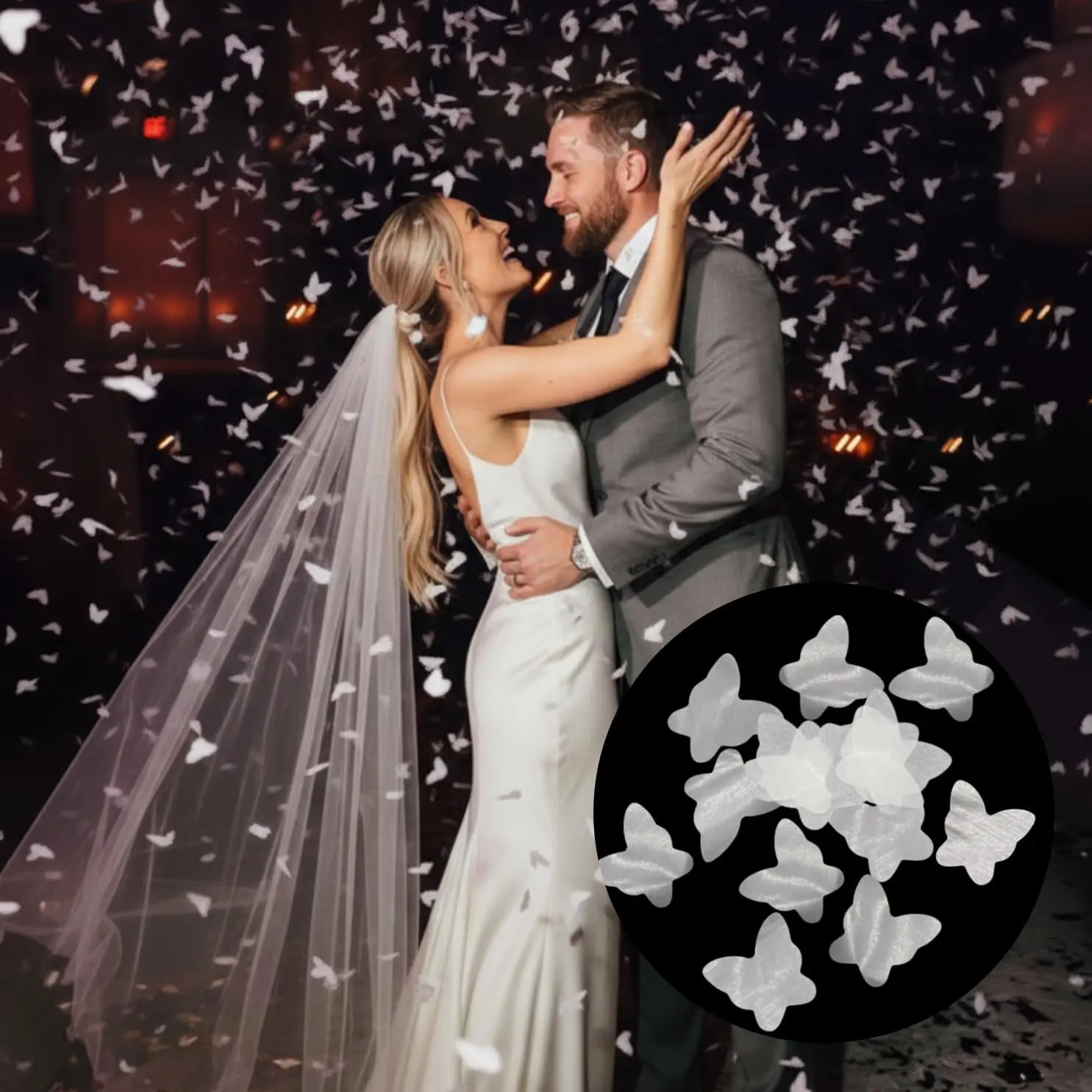 Butterfly Party Decorations, White Biodegradable Confetti for Wedding Send Offs, Gender Reveal, Baby Shower Decor, Water Soluble Rice Paper Confetti, Filler for Cannons 140G