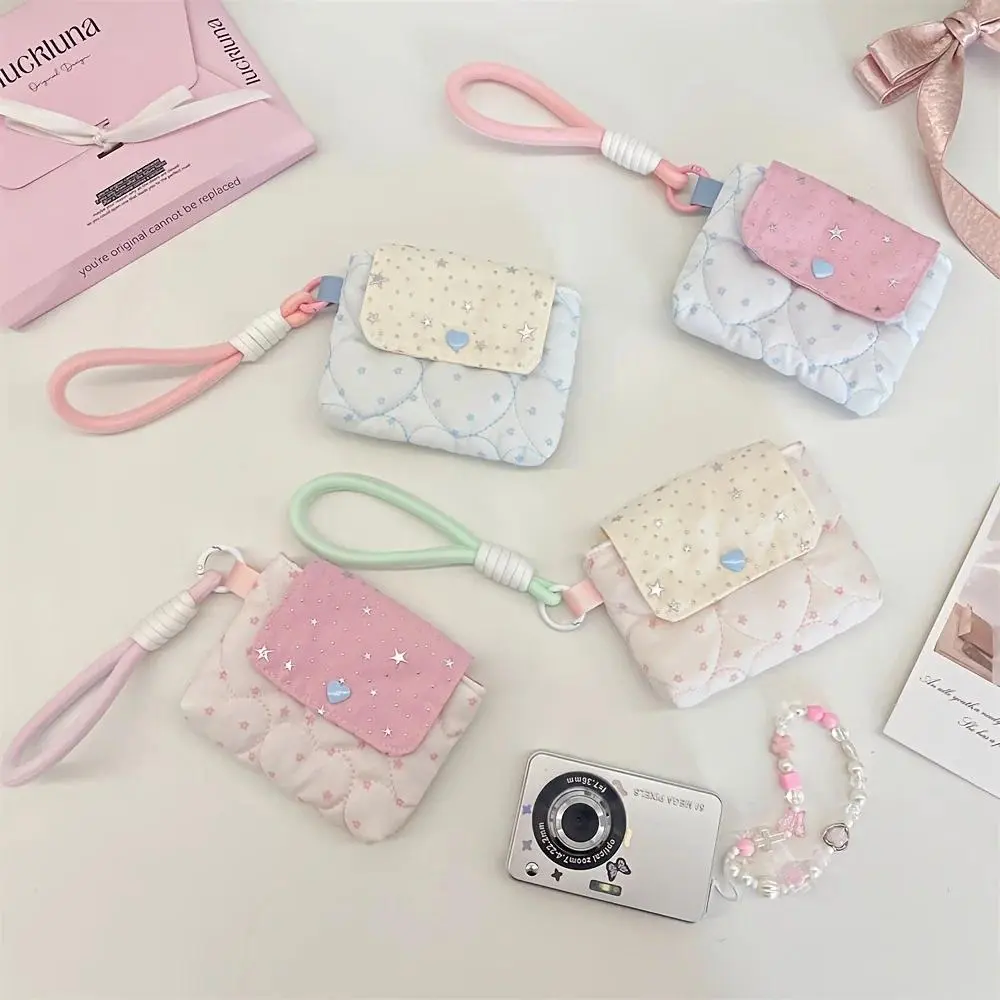 Kawaii Star Mini Wristlet for Girls, Cute Multi-Function Coin Purse & Zipper Pouch, Compact Organizer for Menstrual Pads, Cards, Earbuds & Small Essentials, Portable Bag for School, Travel & Everyday Use